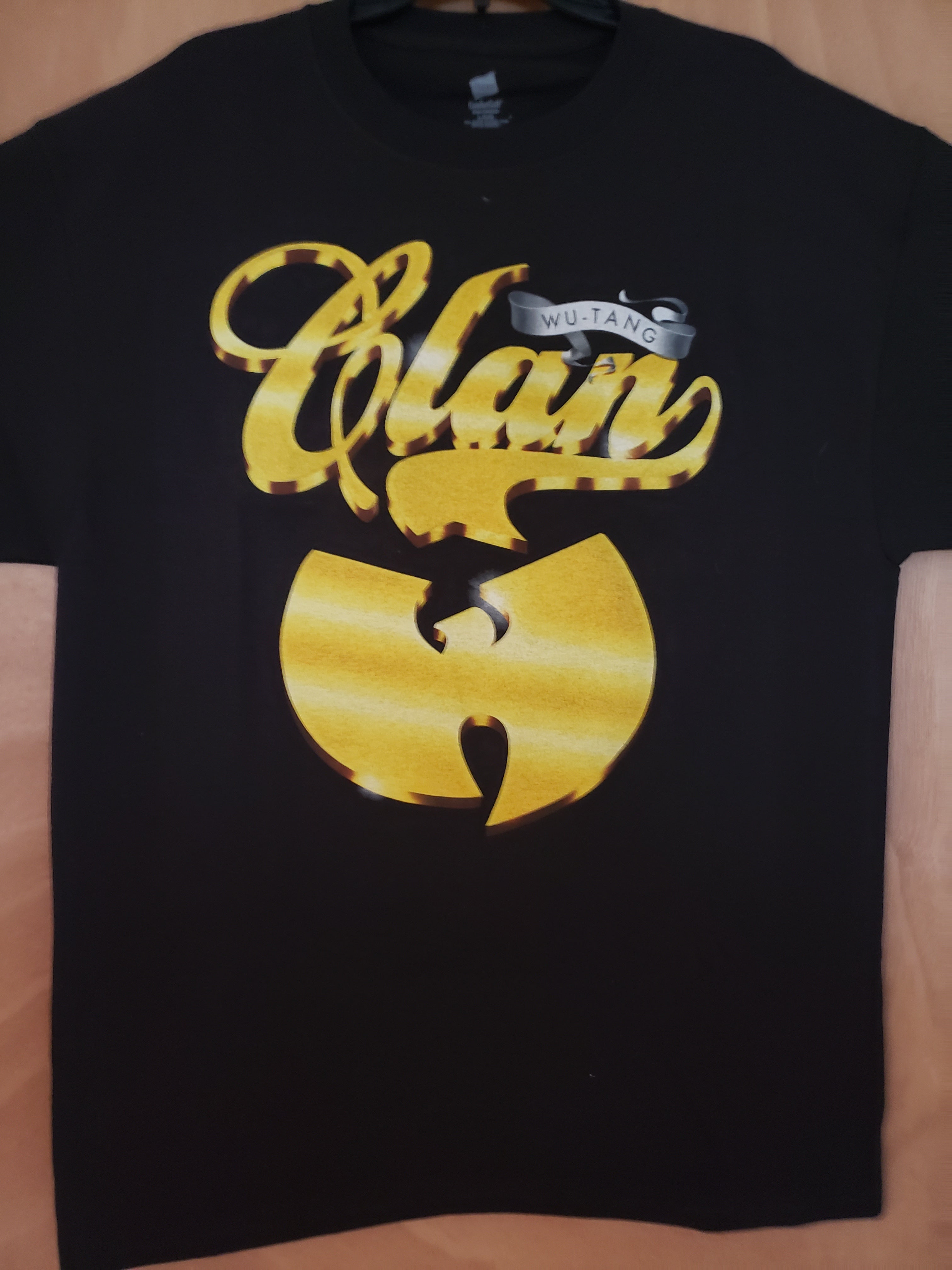 Black and gold wu best sale tang shirt