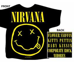 NIRVANA T-SHIRT BRAND NEW SMILEY FACE LOGO WITH BACK LARGE