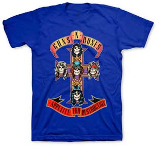 GUNS N ROSES CROSS ON ROYAL MENS T-SHIRT