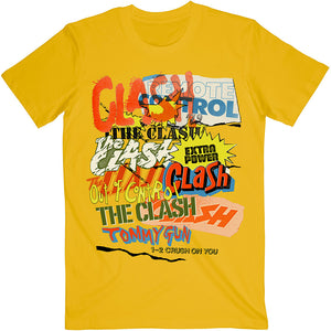 THE CLASH UNISEX T-SHIRT: SINGLES COLLAGE TEXT/BRAND NEW - SMALL THRU 2XL